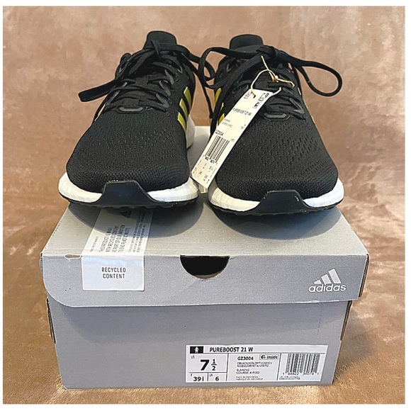 ADIDAS Women’s PUREBOOST 21 PRIMEGREEN RUNNING SHOE Core Black & Gold 7 1/2 M - Picture 7 of 12